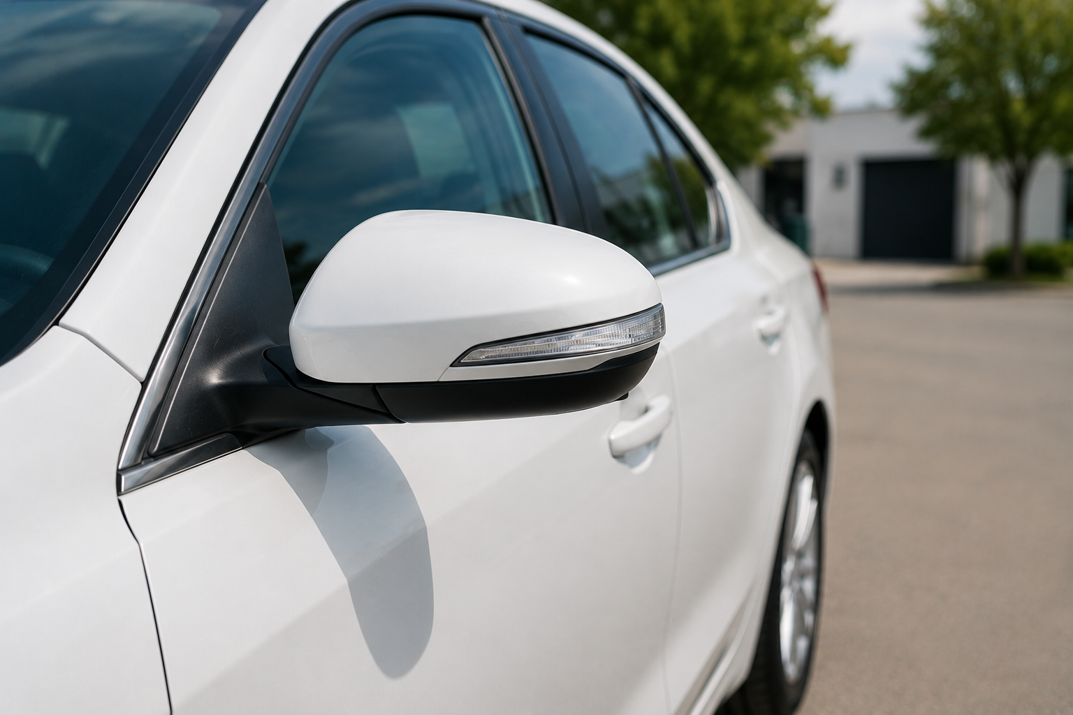 White BMW front glass